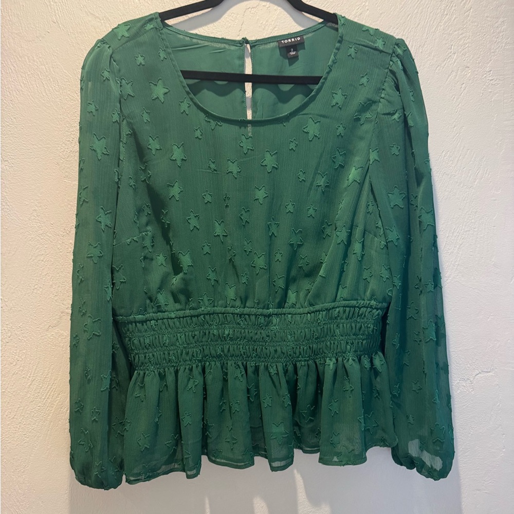 Torrid Green Star Embossed Blouse